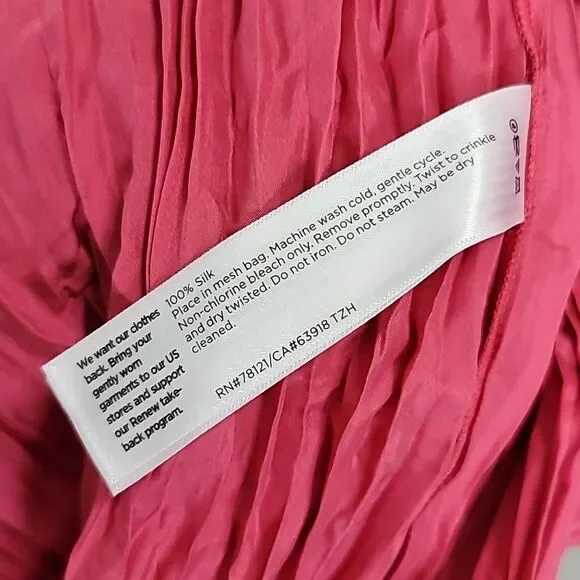 EILEEN FISHER Crinkled Plissé Silk Midi Skirt Size Small - Picture 6 of 6